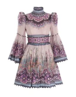 Zimmermann Celestial Bell Sleeve Mini Dress Gemini Zodiac Print Size 1 / Au 10 for rent on The Volte - image 5