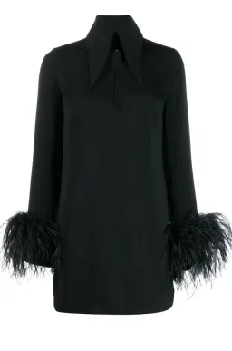 16Arlington Michelle Feather Trim Mini Dress Black Size 8 for rent on The Volte - image 4