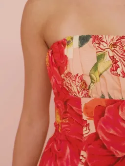 By Nicola Viva Strapless Maxi Dress In Raspberry Punch Floral - Size 8 for rent on The Volte - image 2