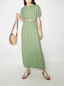 Peony Picnic After Swim Gingham-check Maxi Dress Green Size 10  for rent on The Volte - image 2