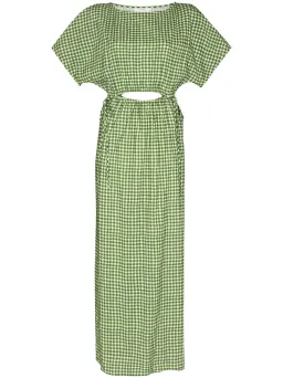 Peony Picnic After Swim Gingham-check Maxi Dress Green Size 10  for rent on The Volte - image 5