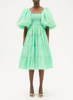 Aje Cherished Puff Sleeve Midi Dress Mint Green Size 8 for rent on The Volte - image 1