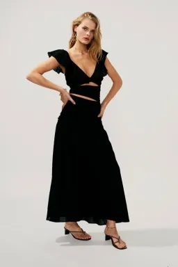 Suboo Alva Rouched Cut Out Maxi Black Size S/ AU 8 for rent on The Volte - image 2