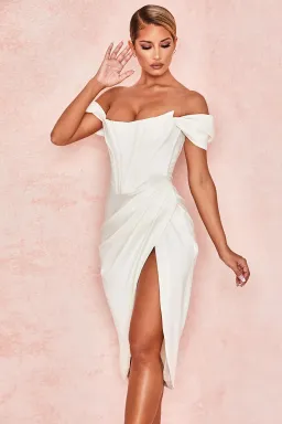 House of CB Loretta Midi Dress Ivory White Size XS / Au 6 for rent on The Volte - image 2