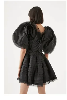 Aje Amour Ruffle Mini Dress Black Size 6 / XS for rent on The Volte - image 3