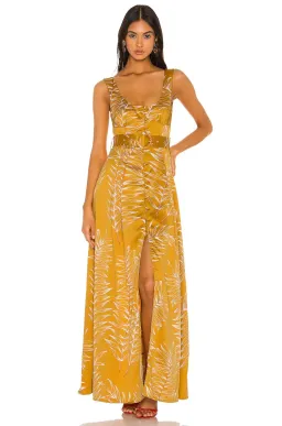 Camila Coelho Belmira Maxi Dress Gold Tropical Size XS/AU 6-8 for rent on The Volte - image 1