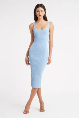 Kookai Stirling Bodycon Midi Dress Powder Blue Size 1 / Au 10 for rent on The Volte - image 1
