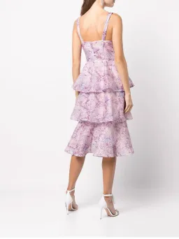 Marchesa Notte Tiered Devoré-organza Midi Dress Floral-print Size 2/Au 8 for rent on The Volte - image 3