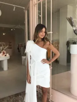 Thurley Crest One Shoulder Mini Dress  White Size 10 for rent on The Volte - image 3