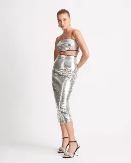 Sheike Walk of Fame Skirt & Top Set in Silver Sequin Size 8 for rent on The Volte - image 1