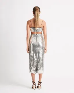 Sheike Walk of Fame Skirt & Top Set in Silver Sequin Size 8 for rent on The Volte - image 2