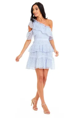 Self-portrait One Shoulder Lilac Organza Dress Purple Size 8 for rent on The Volte - image 3