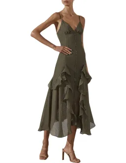 Shona Joy Charlotte Contour Cocktail Midi Dress Green Size 6  for rent on The Volte - image 1