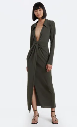 Bec & Bridge Evoke Long Sleeve Maxi Dress Khaki Green Size 6 / XS for rent on The Volte - image 1
