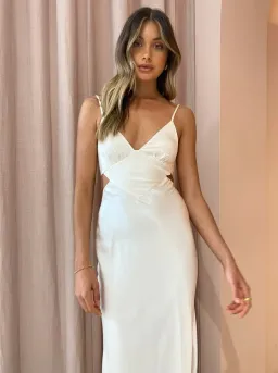 Shona Joy La Lune Backless Midi Dress in Cream Size 8 for rent on The Volte - image 2