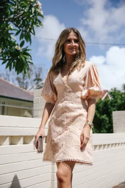 Zimmermann Painted Heart Chevron Mini Dress Pink Size 3 for rent on The Volte - image 4