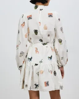 Alemais Hera Mini Dress Print White Size AU 6 for rent on The Volte - image 2