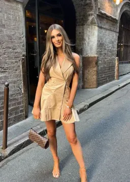 Acler The Durham Dress in Almond Size 8 for rent on The Volte - image 1