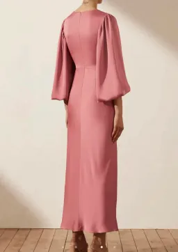 Shona Joy Luxe Twist Front Balloon Sleeve Midi Dress Dusty Pink Size 14 for rent on The Volte - image 4