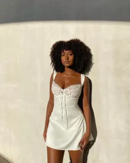 House of CB Adriana Satin and Lace Mini Dress White Size 10 for rent on The Volte - image 7