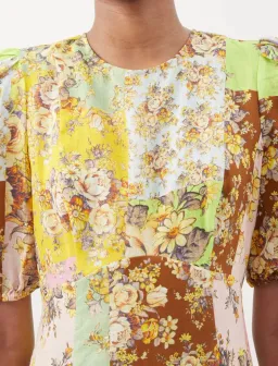 Alemais Matilde Patchwork Linen Midi Dress Floral Print Size 8 for rent on The Volte - image 5