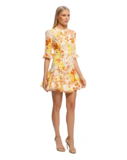 Zimmermann Primrose Flutter Mini Dress Marigold Floral Size 1 / Au 10  for rent on The Volte - image 2