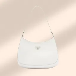 Prada Cleo Brushed Leather Shoulder Bag Chalk for rent on The Volte - image 1