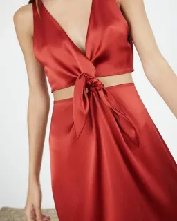 Nanushka Regina Dress Size Red XS/Au 6  for rent on The Volte - image 3