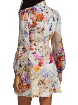 Zimmermann Prima Belted Mini Dress Patchwork Floral Size 0 / Au 8 for rent on The Volte - image 2