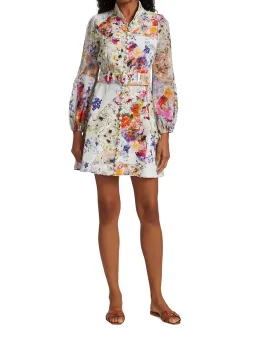 Zimmermann Prima Belted Mini Dress Patchwork Floral Size 0 / Au 8 for rent on The Volte - image 1