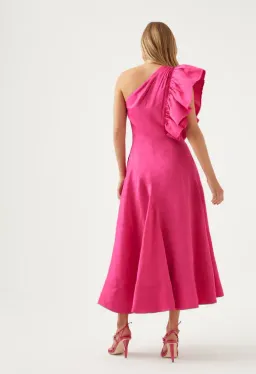 Aje Bonjour Asymmetric Midi Dress Pink Size 8 / S for rent on The Volte - image 3