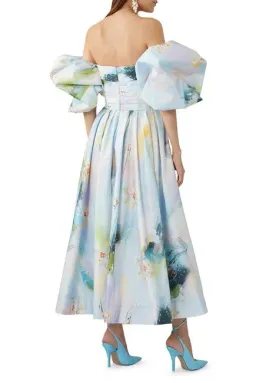 Leo Lin Matilda Puff Sleeve Midi Dress Willow Print Size 10 for rent on The Volte - image 2