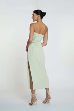 By Johnny Selena Strapless Midi Dress Avocado Green Size 10 / M for rent on The Volte - image 3