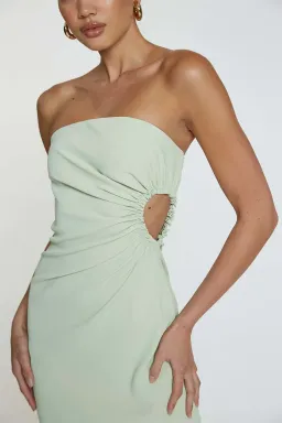 By Johnny Selena Strapless Midi Dress Avocado Green Size 10 / M for rent on The Volte - image 2