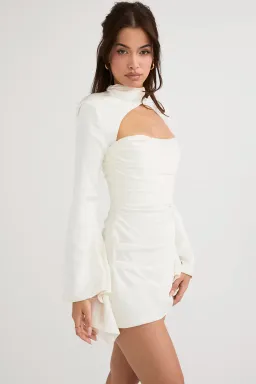 House of CB Toira Draped Corset Mini Dress White Size 8 for rent on The Volte - image 3