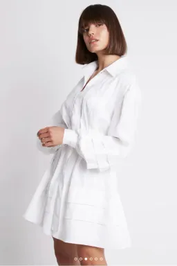 Aje Recurrence Belted Smock Dress White Size 10 / M for rent on The Volte - image 4