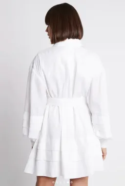 Aje Recurrence Belted Smock Dress White Size 10 / M for rent on The Volte - image 3
