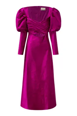 Alamais Rosario Puff Sleeve Midi Dress Fushia Size 10  for rent on The Volte - image 4