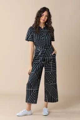 Frock Me Out Monochrome Freestyler Jumpsuit Lines Print Size 16 for rent on The Volte - image 2