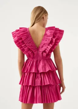 Aje Rhythmic Frilled Mini Dress Pink Size 6 / XS for rent on The Volte - image 3