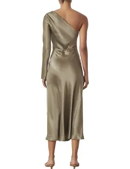 Bec & Bridge Classic Silk Asym Midi Dress Khaki Size 8 for rent on The Volte - image 4