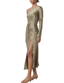 Bec & Bridge Classic Silk Asym Midi Dress Khaki Size 8 for rent on The Volte - image 2