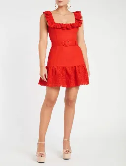 Rebecca Vallance Portia Frill Mini Dress Red Size 10 for rent on The Volte - image 1