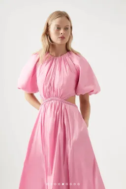 Aje Capucine Puff Sleeve Midi Dress Pink Size 6 / XS for rent on The Volte - image 4