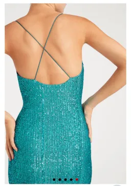 Rebecca Vallance Missing Hours Midi Dress Turquoise Size 8 for rent on The Volte - image 3