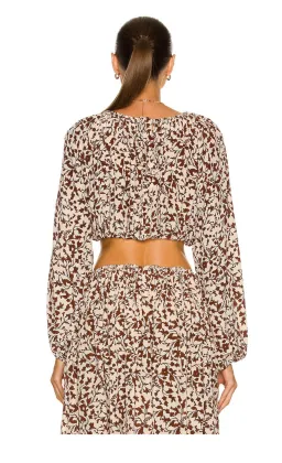 Matteau Voluminous Cropped Blouse and Draw Cord Split Skirt in Santal Print Size 2/Au8 for rent on The Volte - image 3