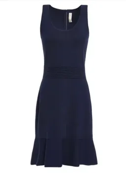 Michael Kors Fluted Crepe Knit Dress Navy Size 12 for rent on The Volte - image 3