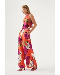 Aje Dazzling Floral Wide Leg Pant in Vivid Camellia Size XL / AU 14  for rent on The Volte - image 2