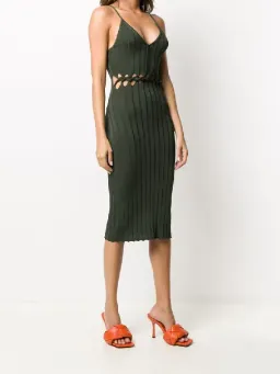 Dion Lee Braid Cami Midi Dress Olive Green Size XS / 6 for rent on The Volte - image 1
