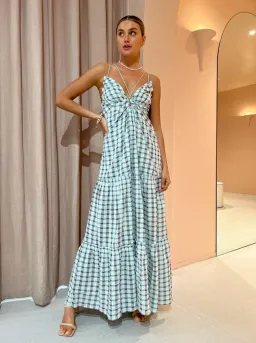Significant Other Emily Maxi Dress in Mint Check Size 8 for rent on The Volte - image 1